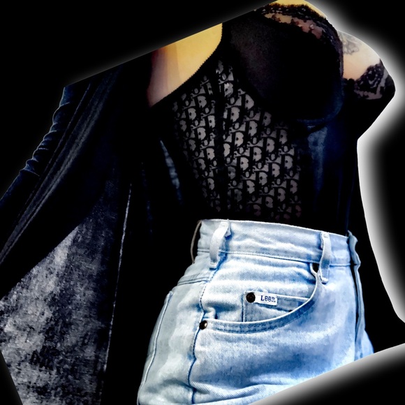 Dior 80โs Vintage Monogram Oblique Jacquard Trotter Black Sheer Logo Bodysuit - Picture 13 of 16